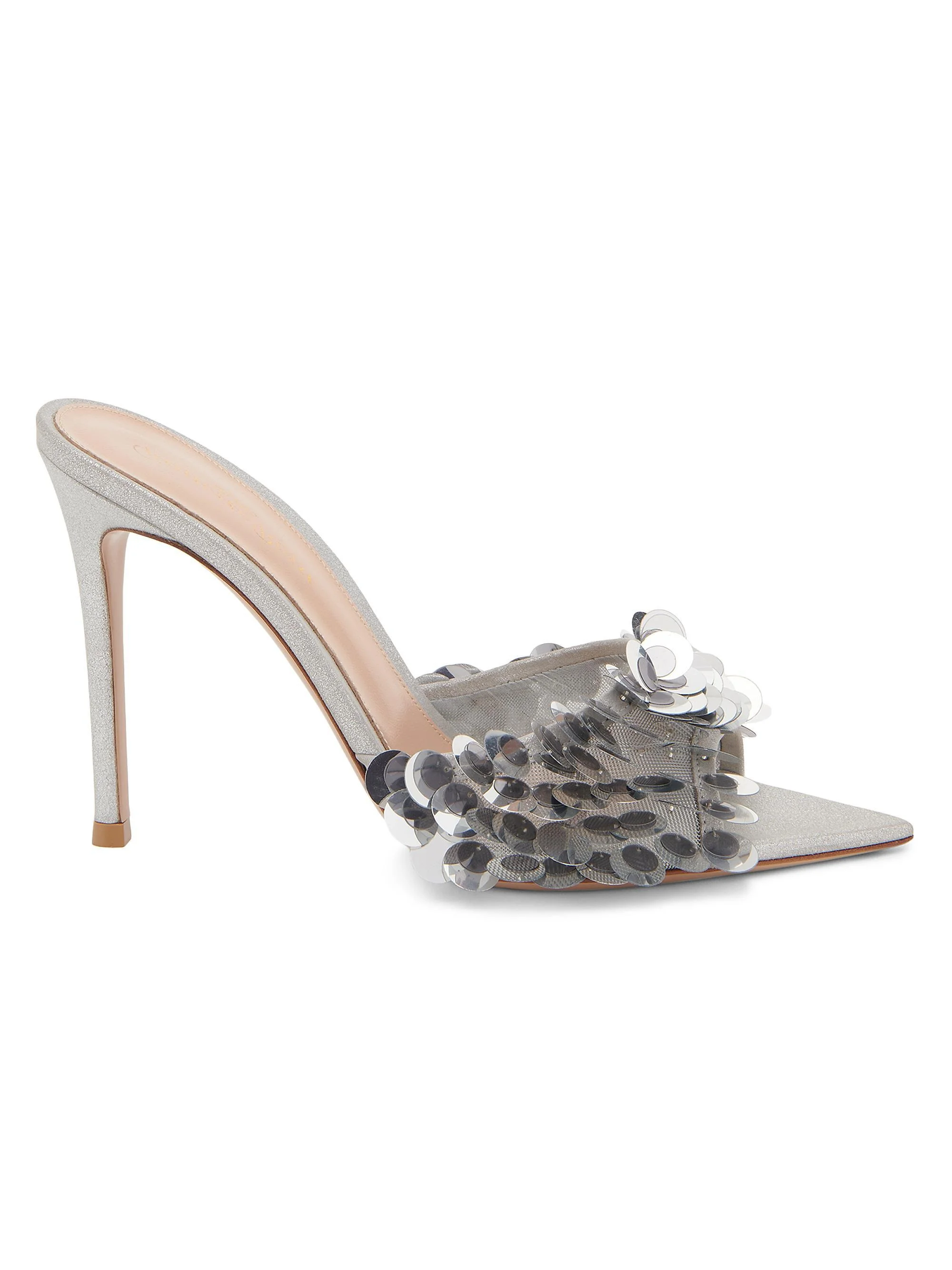 Women's 85MM Pailette-Embellished Suede Stiletto Mules - Silver - 1