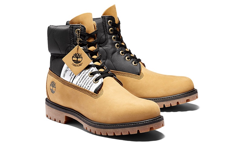 Timberland Premium 6 Inch Leather and Fabric Boots 'Wheat Nubuck with Black' A2QZR - 3