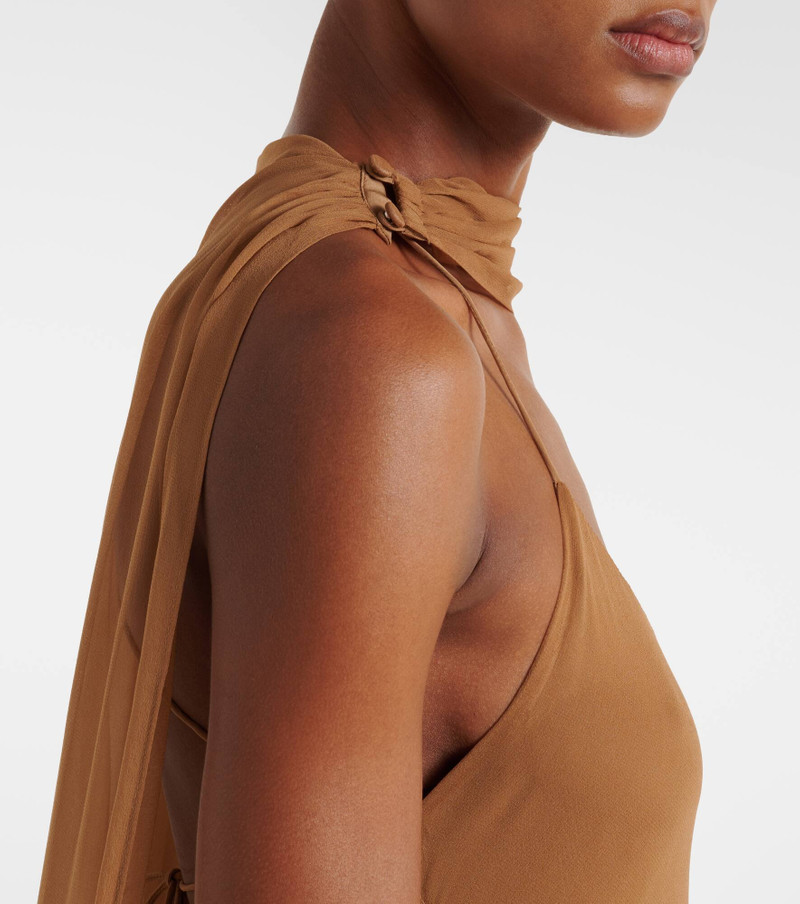 Caped silk satin gown 4