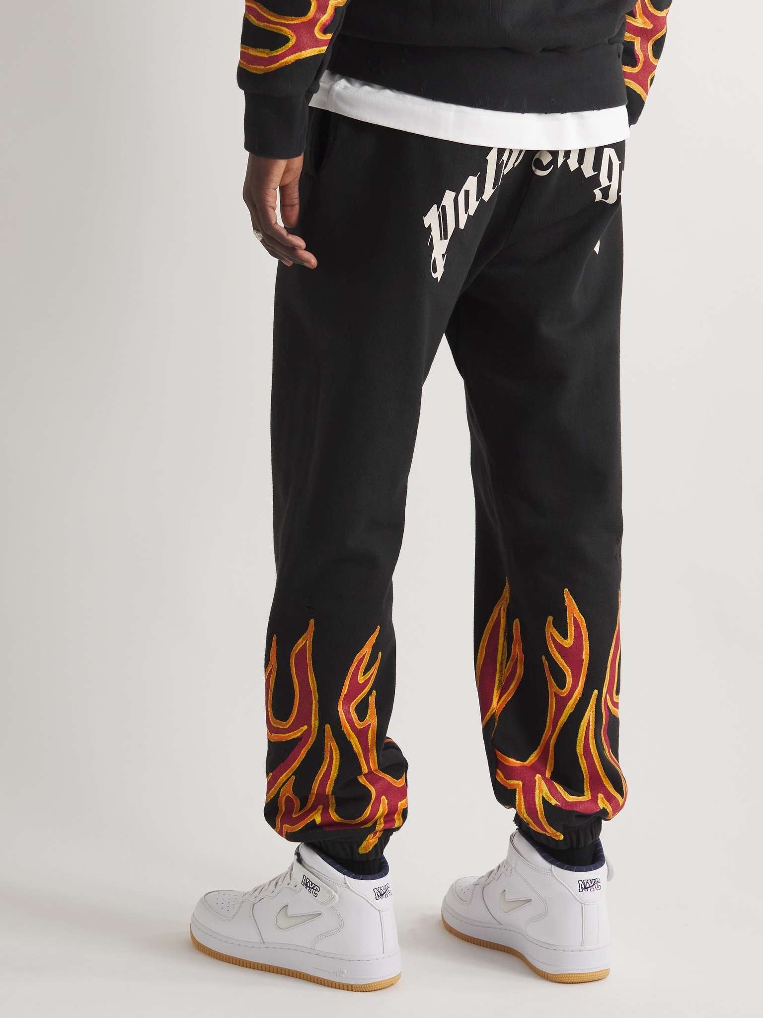 Tapered Printed Distressed Cotton-Jersey Sweatpants - 4