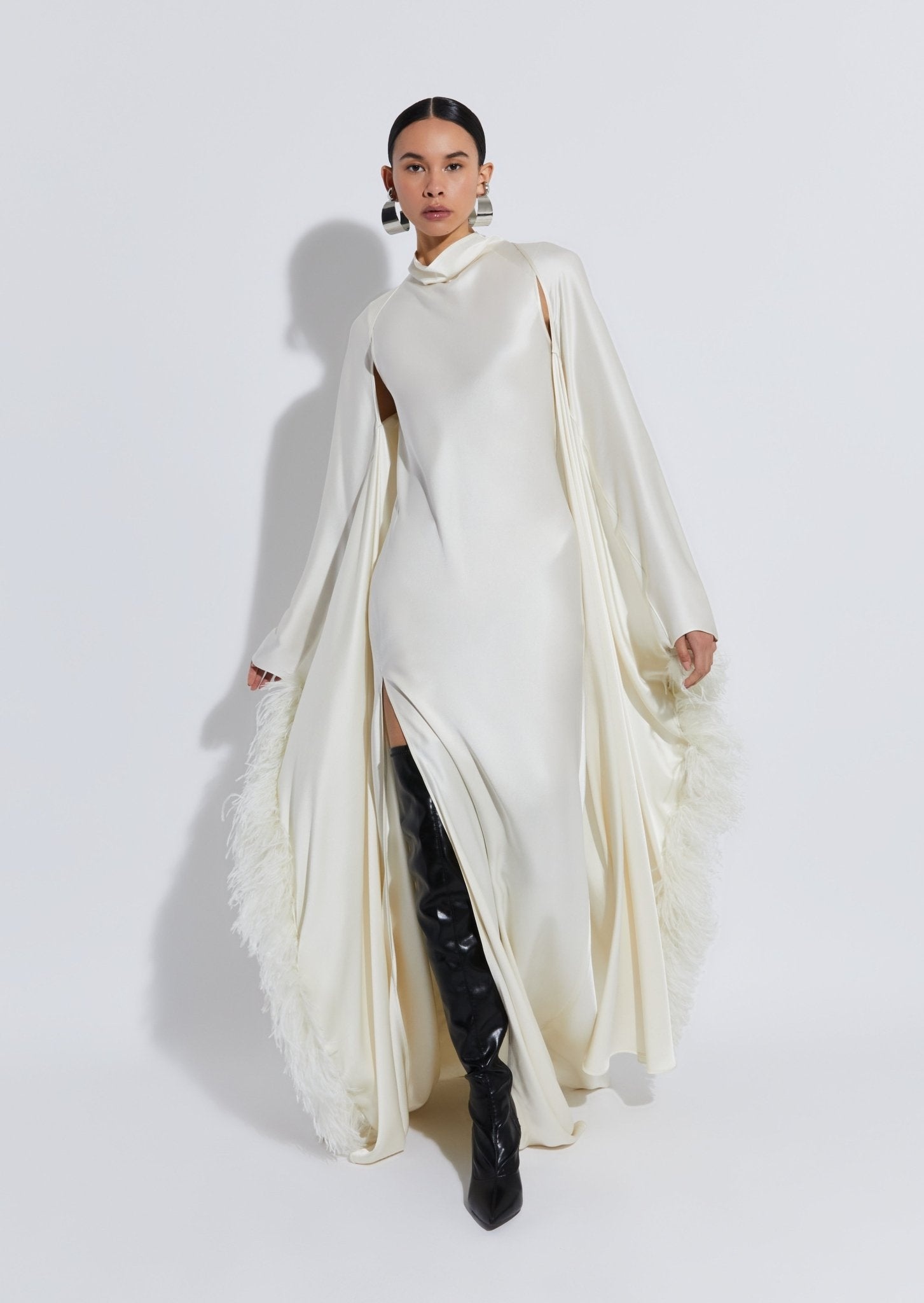 Satin Feather Caftan - 3