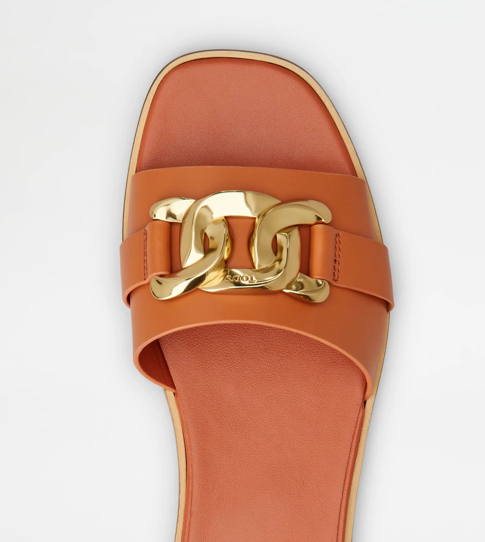 SANDALS IN LEATHER - ORANGE - 4