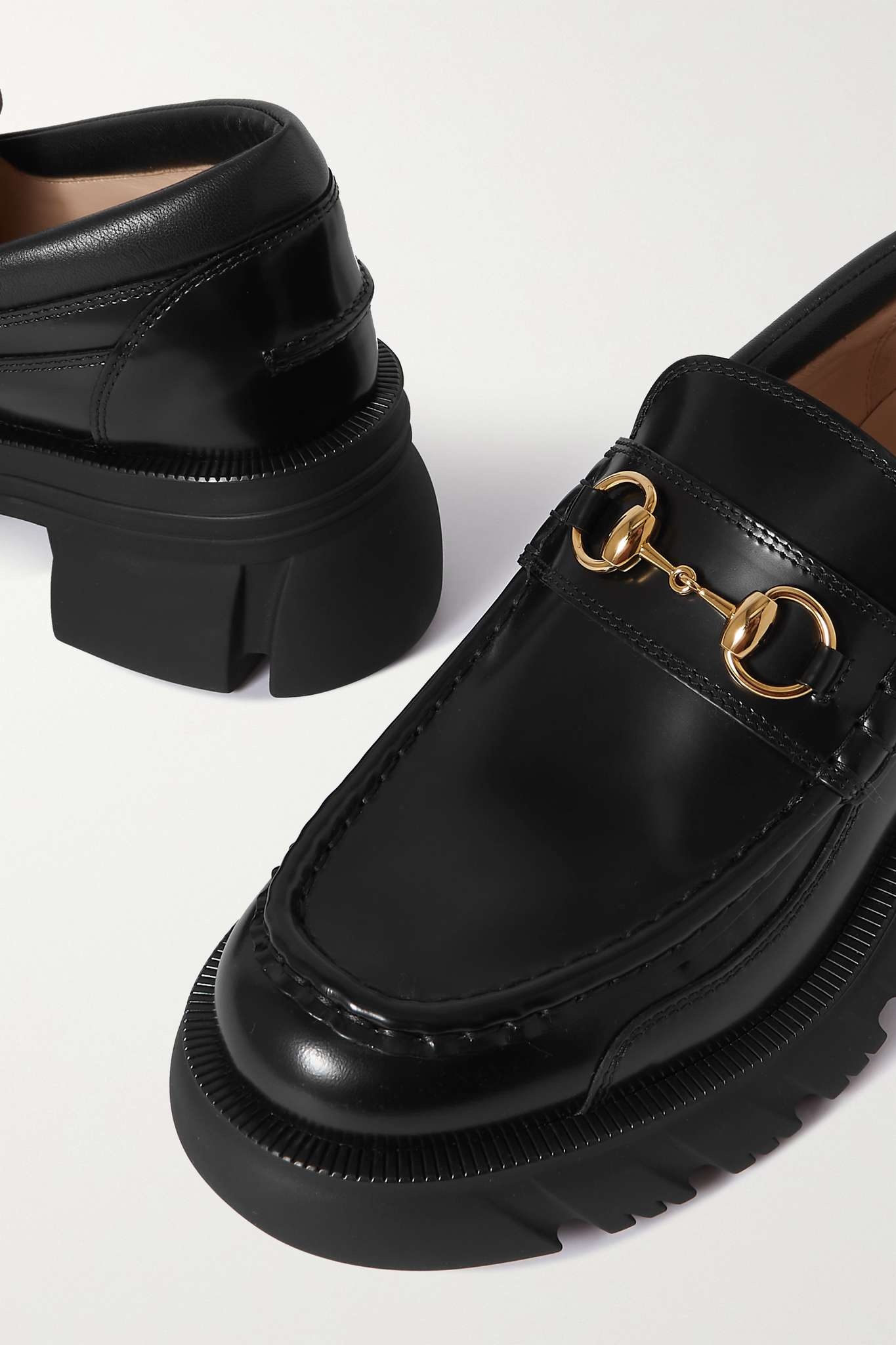 Romance horsebit-detailed leather platform loafers - 4