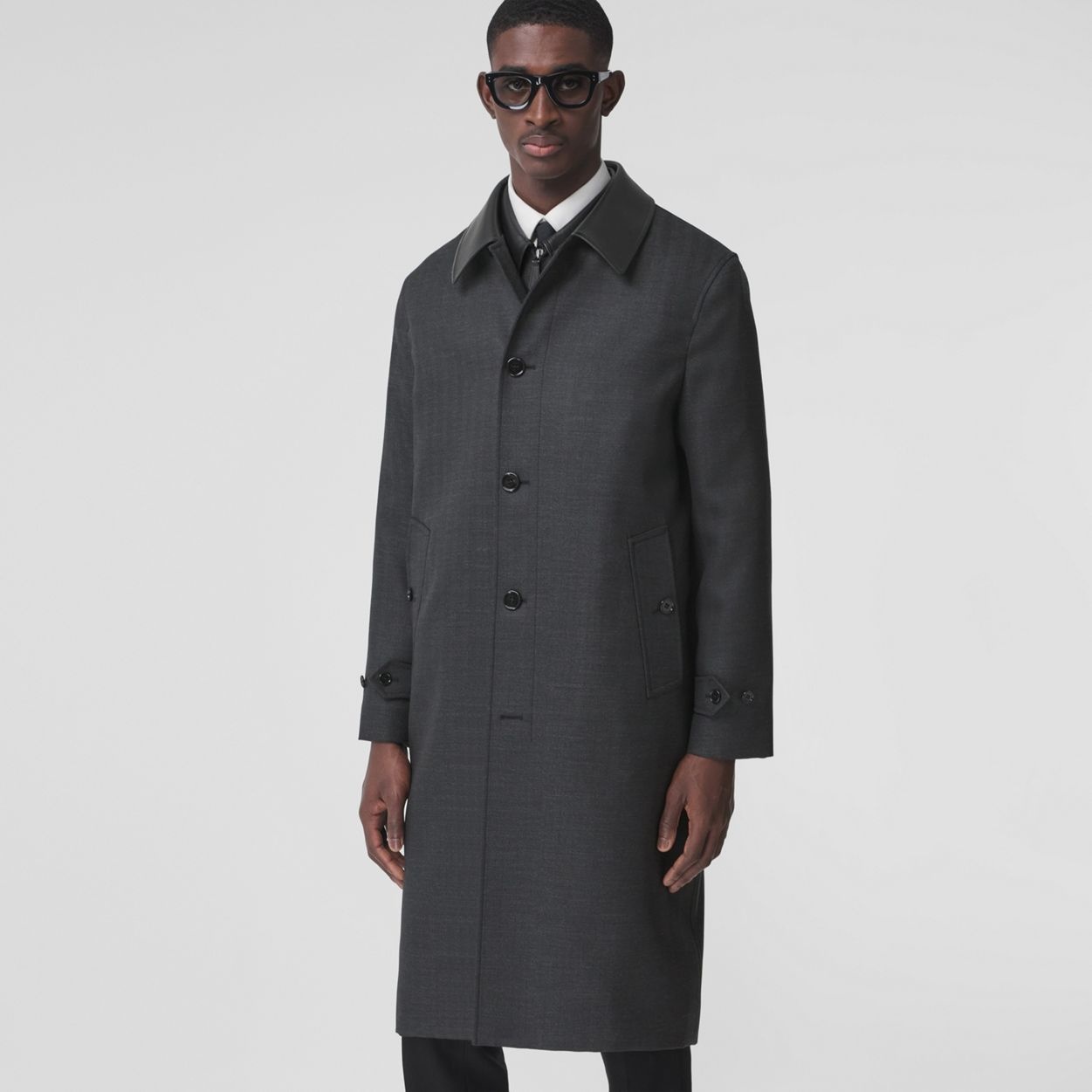 Lambskin Collar Wool Car Coat - 7