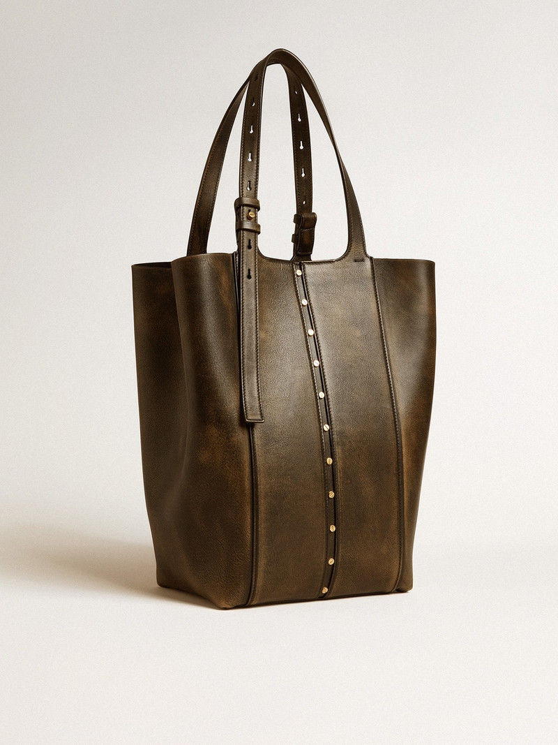 Golden Goose 24/7 Bag in black distressed leather with adjustable handles outlook