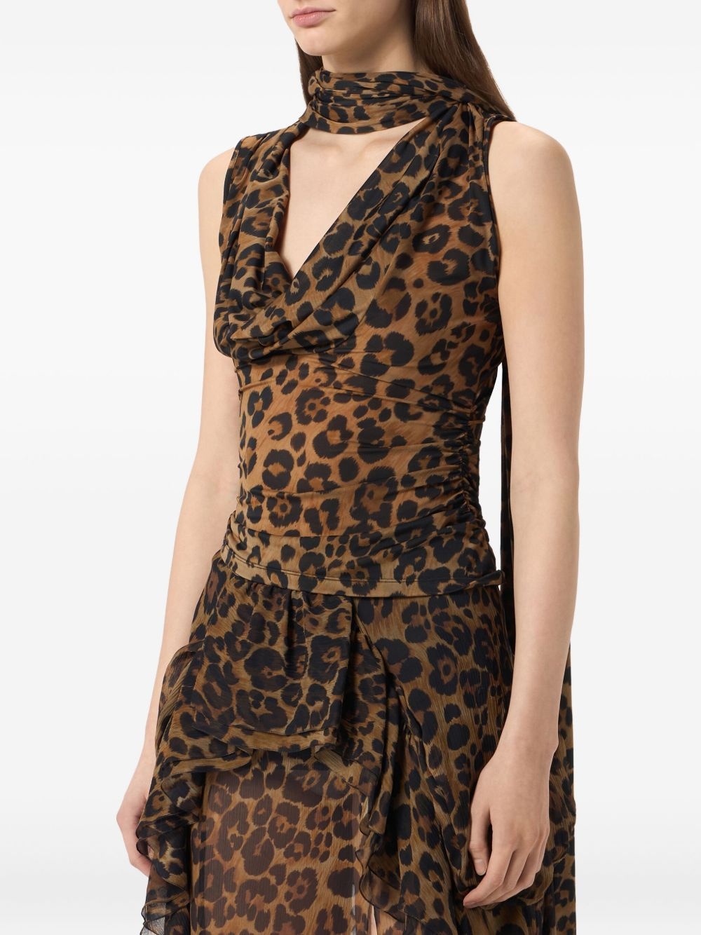 leopard-print draped top - 4