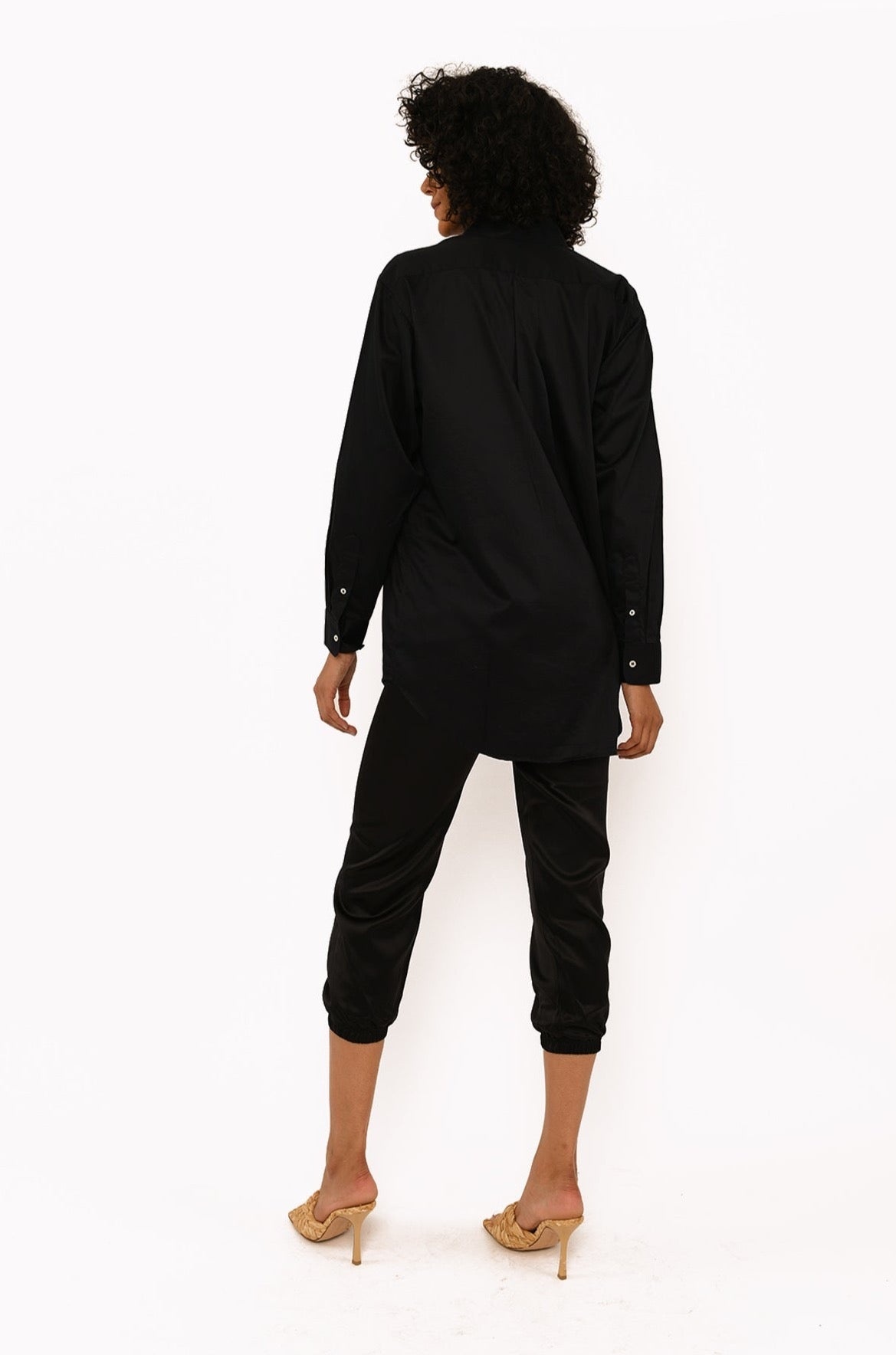 BLACK COTTON OVERSIZED POPLIN SHIRT - 4