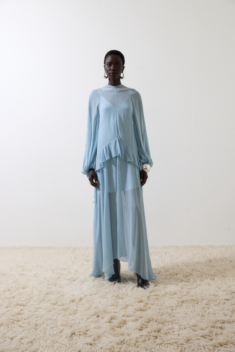 TERRAN MAXI DRESS IN SKY GEORGETTE CHIFFON 4