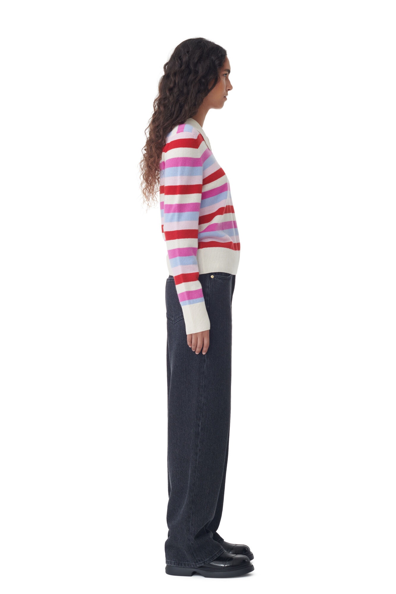 STRIPED COLLAR PULLOVER - 4