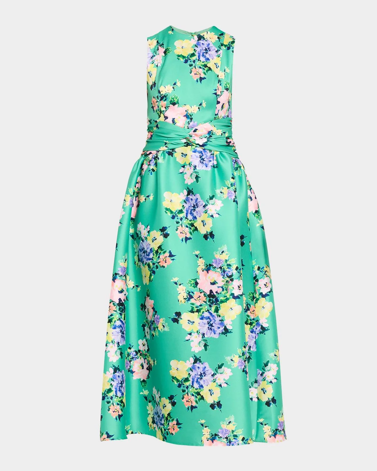 Estrella Floral-Print Mikado Midi Dress - 1