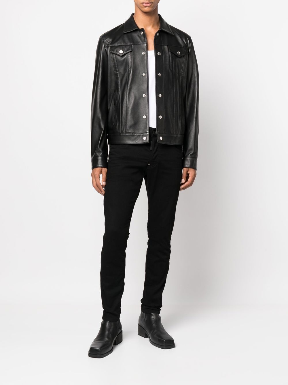 button-up leather shirt - 2