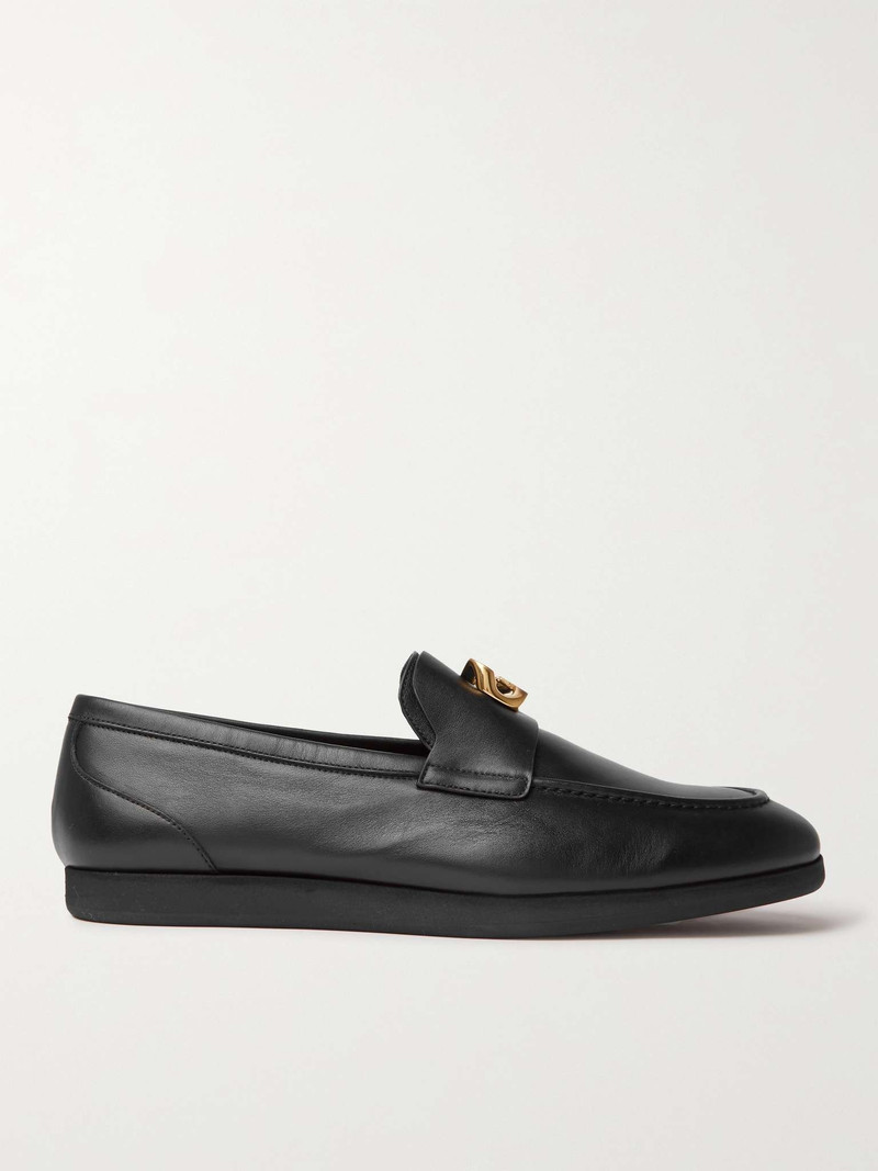 Logo-Embellished Leather Loafers 1