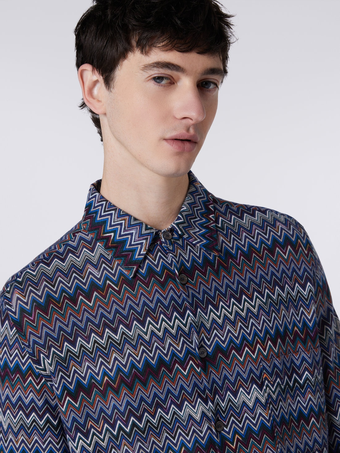 Long-sleeved shirt in cotton and viscose chevron - 5