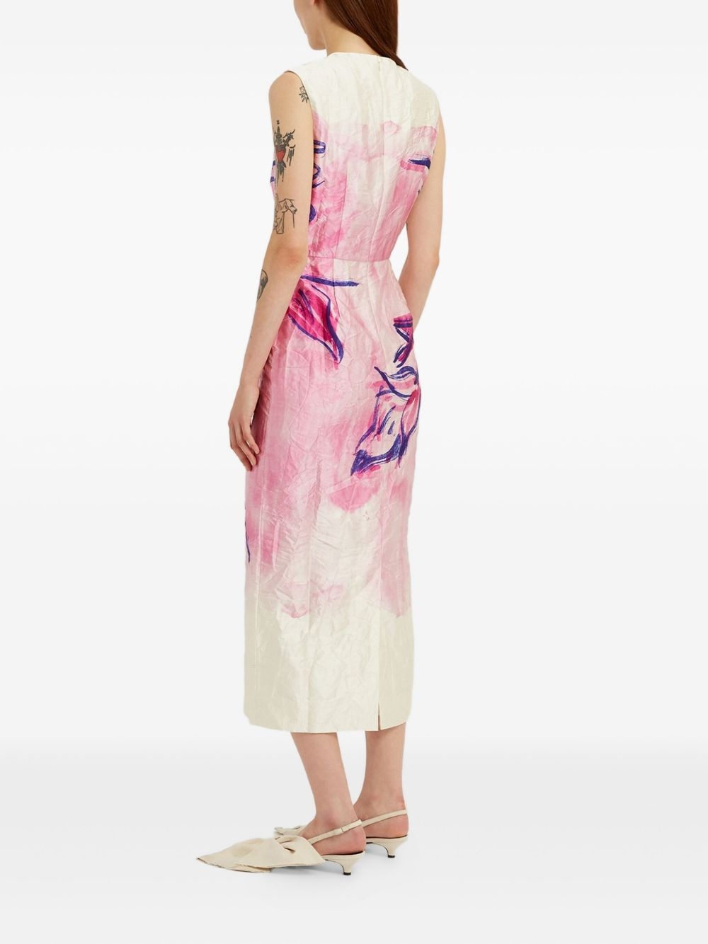 floral-print sleeveless midi dress - 4