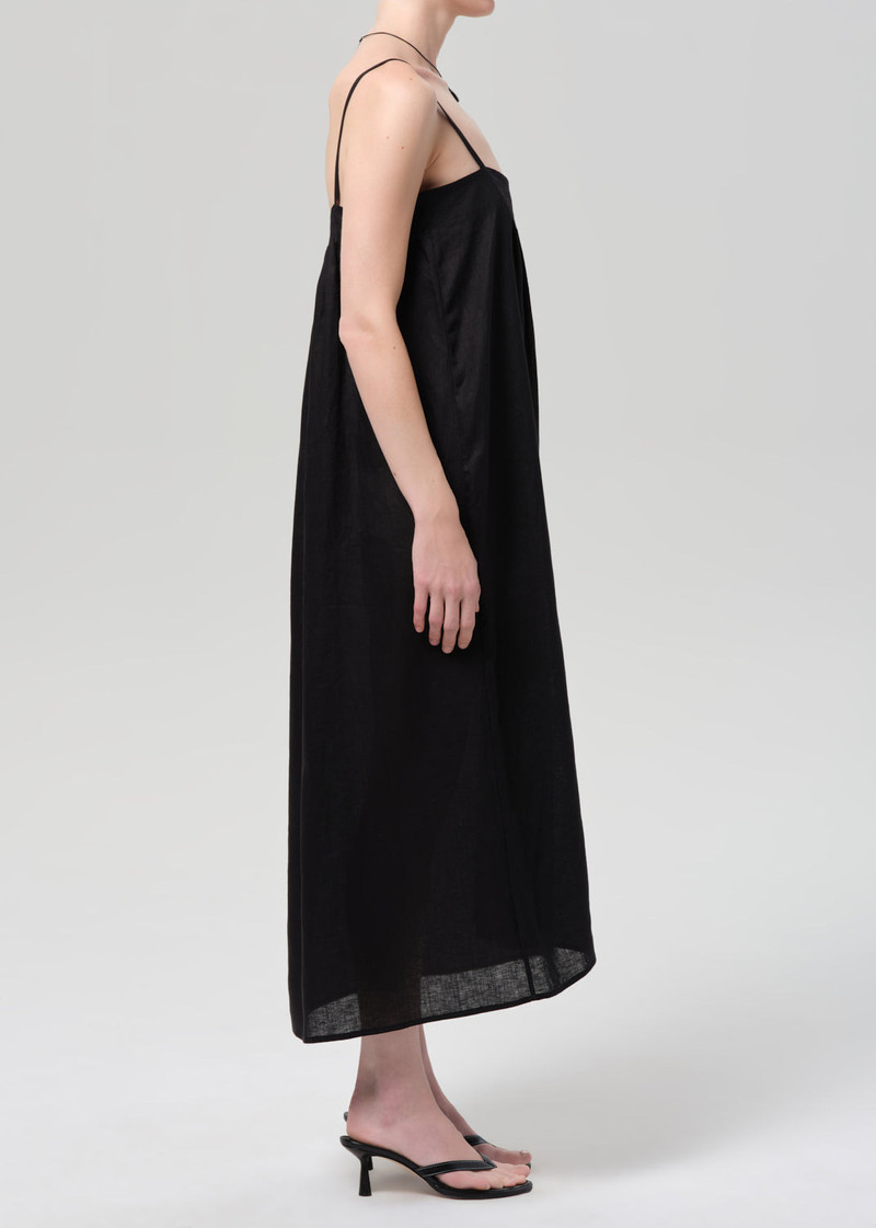 Reva Pintuck Linen Dress In Black 4