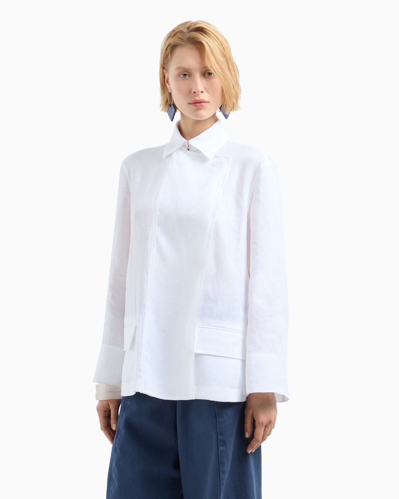 PURE LINEN SHIRT JACKET WITH PANEL - 4