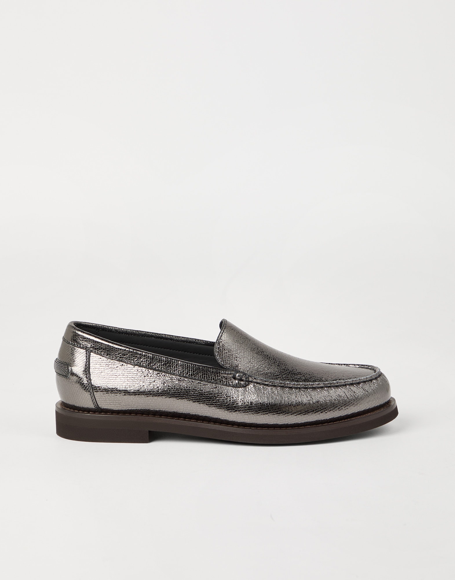 Lamé grained calfskin penny loafers with shiny detail - 5