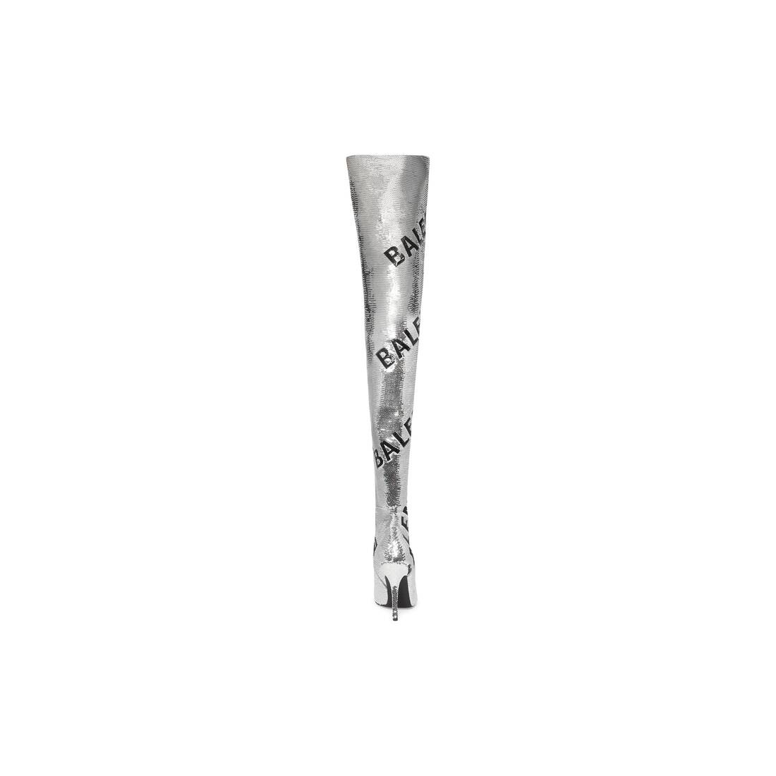 Women's Knife 110mm Over-the-knee Allover Logo in Silver - 5