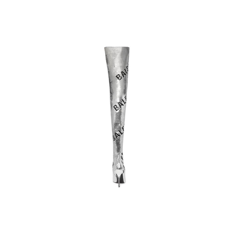 Women's Knife 110mm Over-the-knee Allover Logo in Silver 5