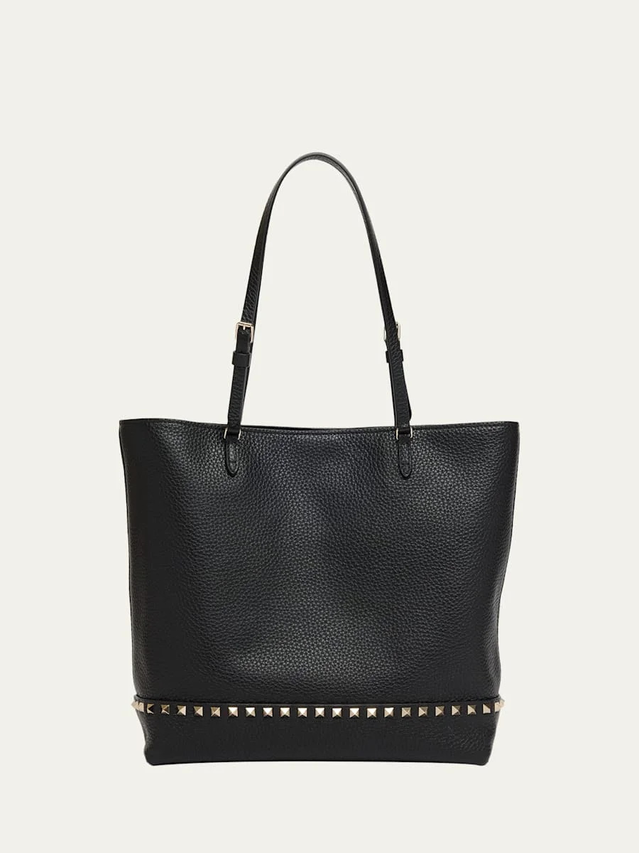 Medium Rockstud Grain Leather Tote Bag - 1