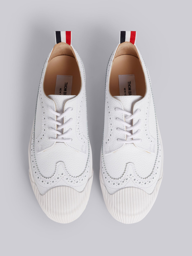 White Pebbled Calfskin Longwing Brogue Trainer 4