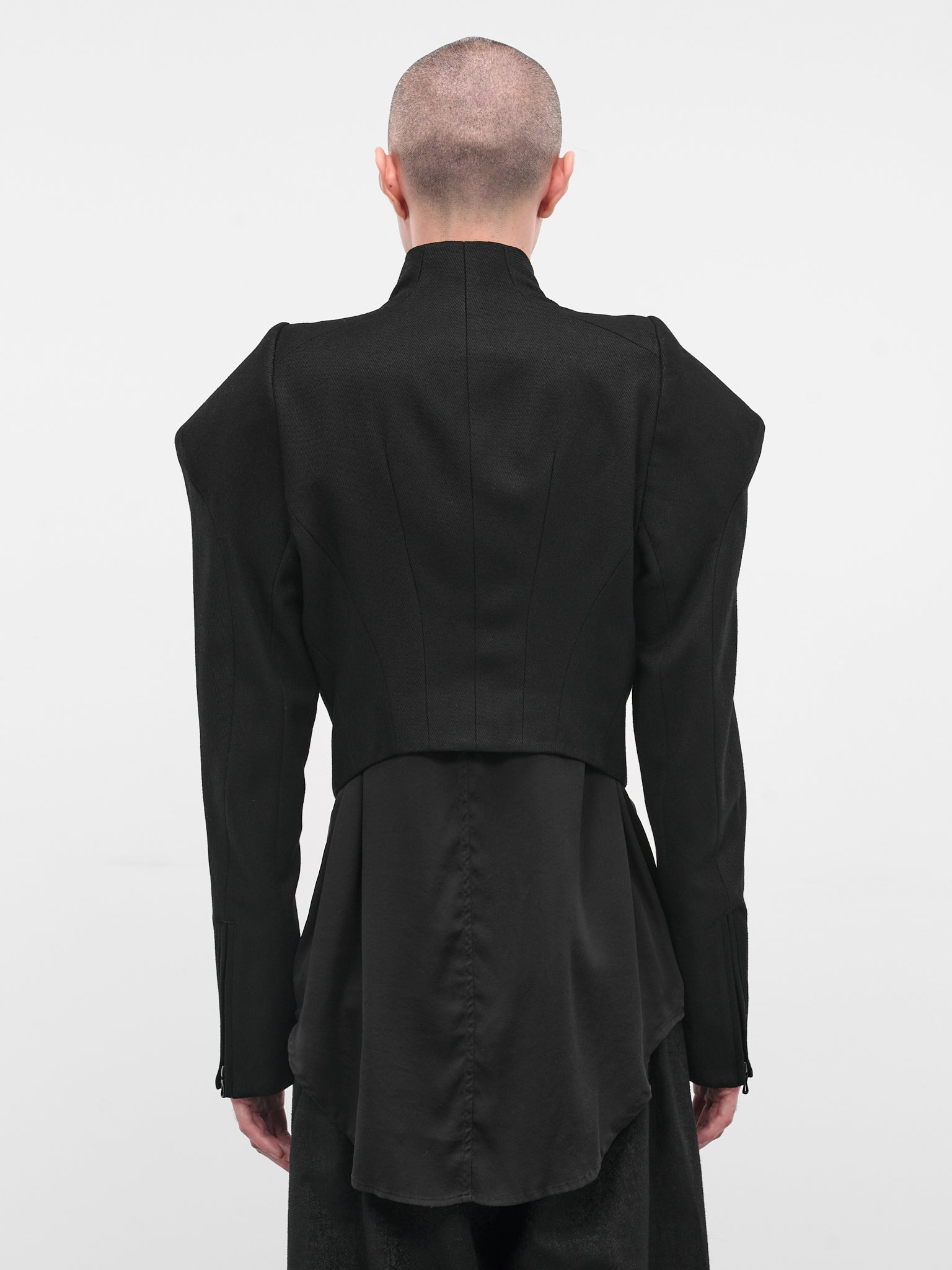 Black Sculptural Zip Blazer - 3