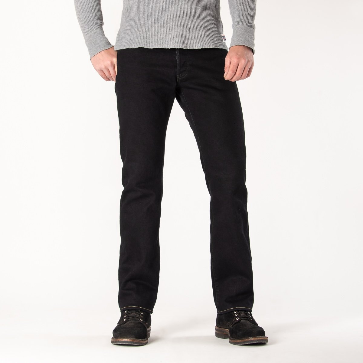 IH-634S-142od 14oz Selvedge Denim Straight Cut Jeans - Indigo Overdyed Black - 2