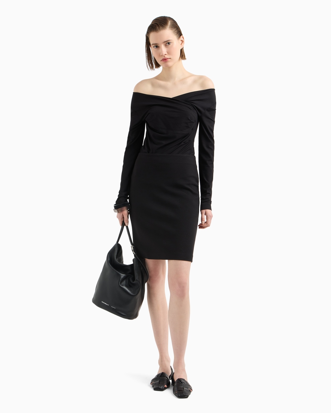 STRETCH JERSEY JUMPER WITH GATHERING DETAIL - 2