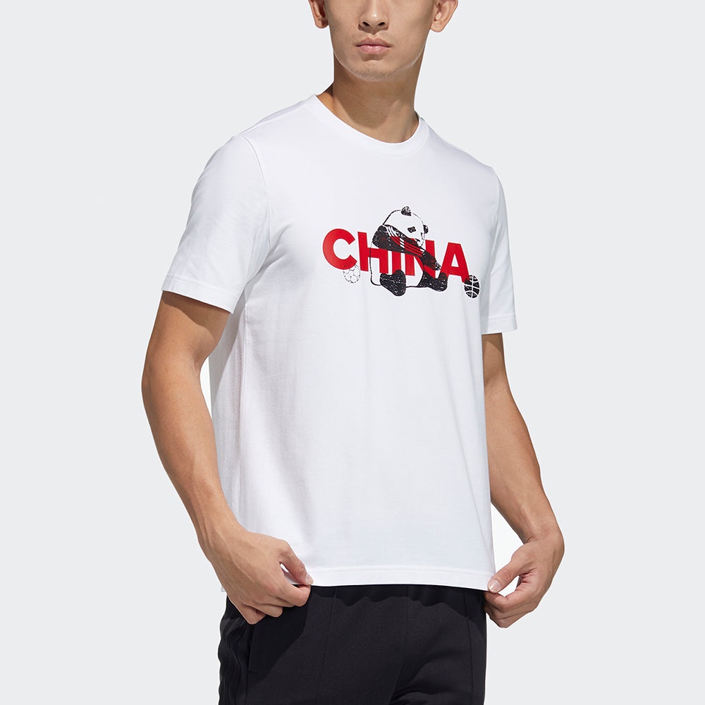 adidas China Tee M 2 Printed Crew Neck Short-sleeved White GP1848 - 4