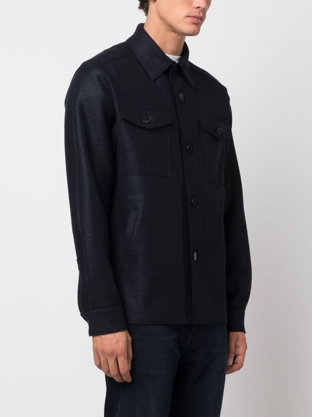 button-up virgin-wool shirt jacket - 3