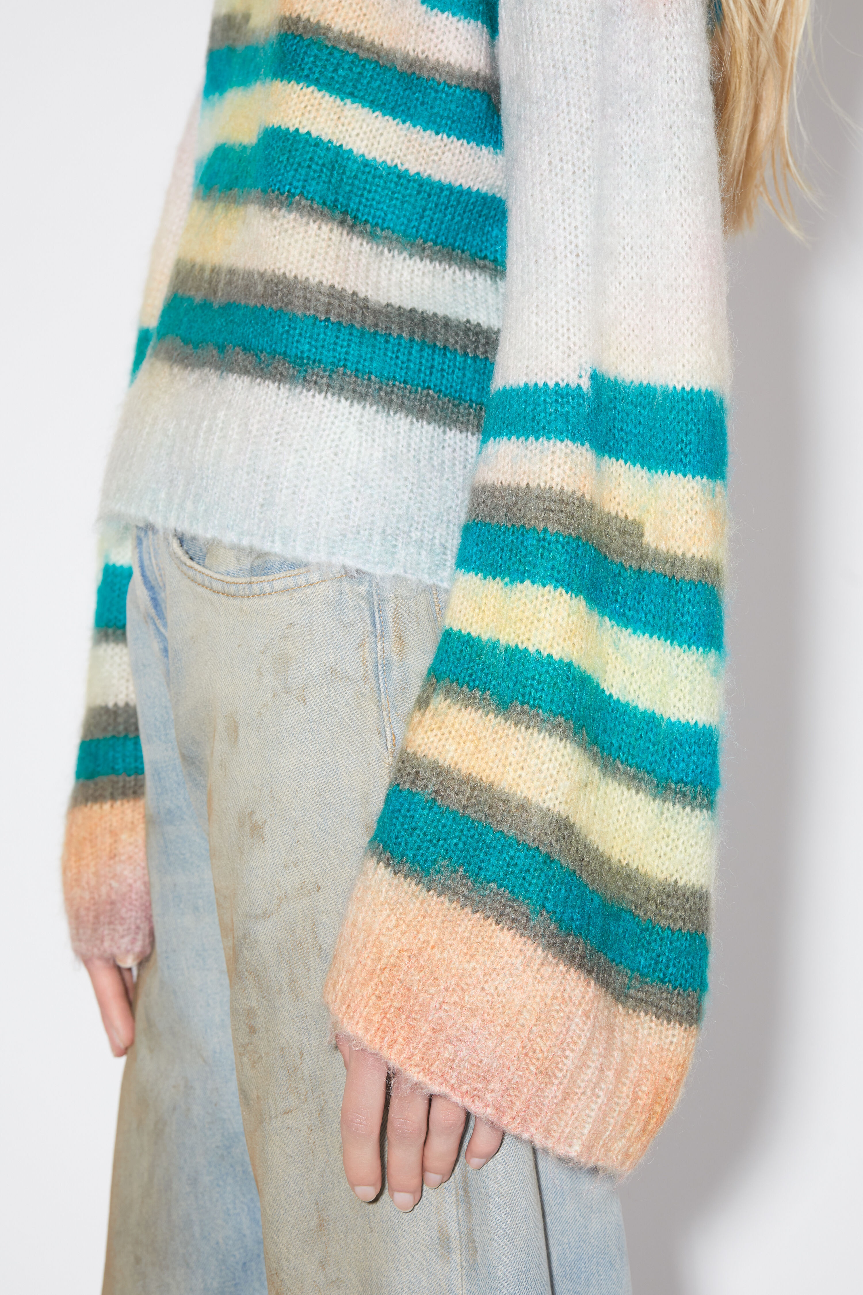 Mohair blend stripe jumper - Blue/multi - 4