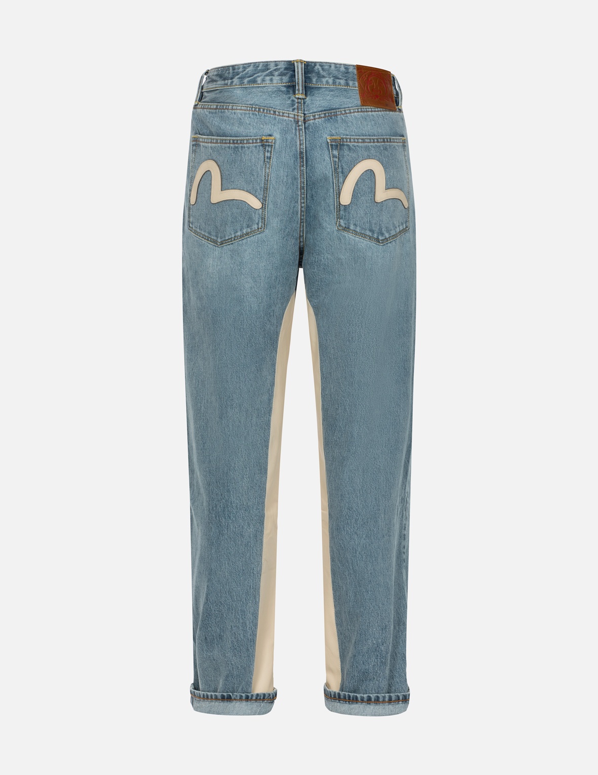 LEATHER INLAY AND SEAGULL POCKETS BAGGY FIT JEANS - 2