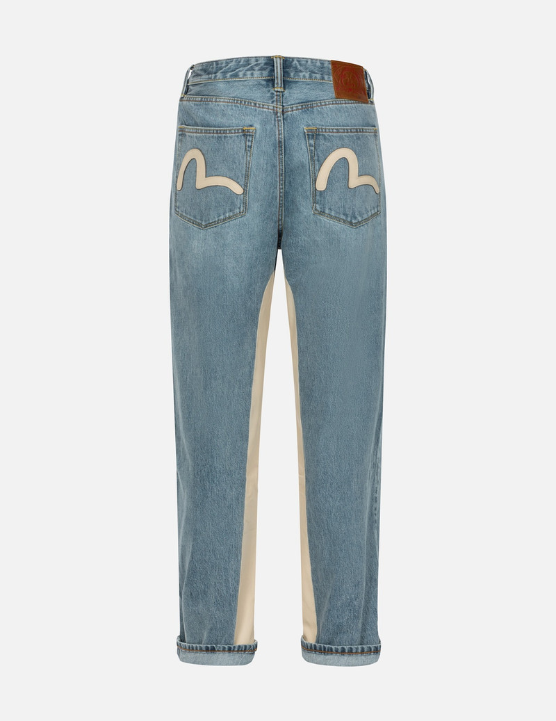 EVISU LEATHER INLAY AND SEAGULL POCKETS BAGGY FIT JEANS outlook