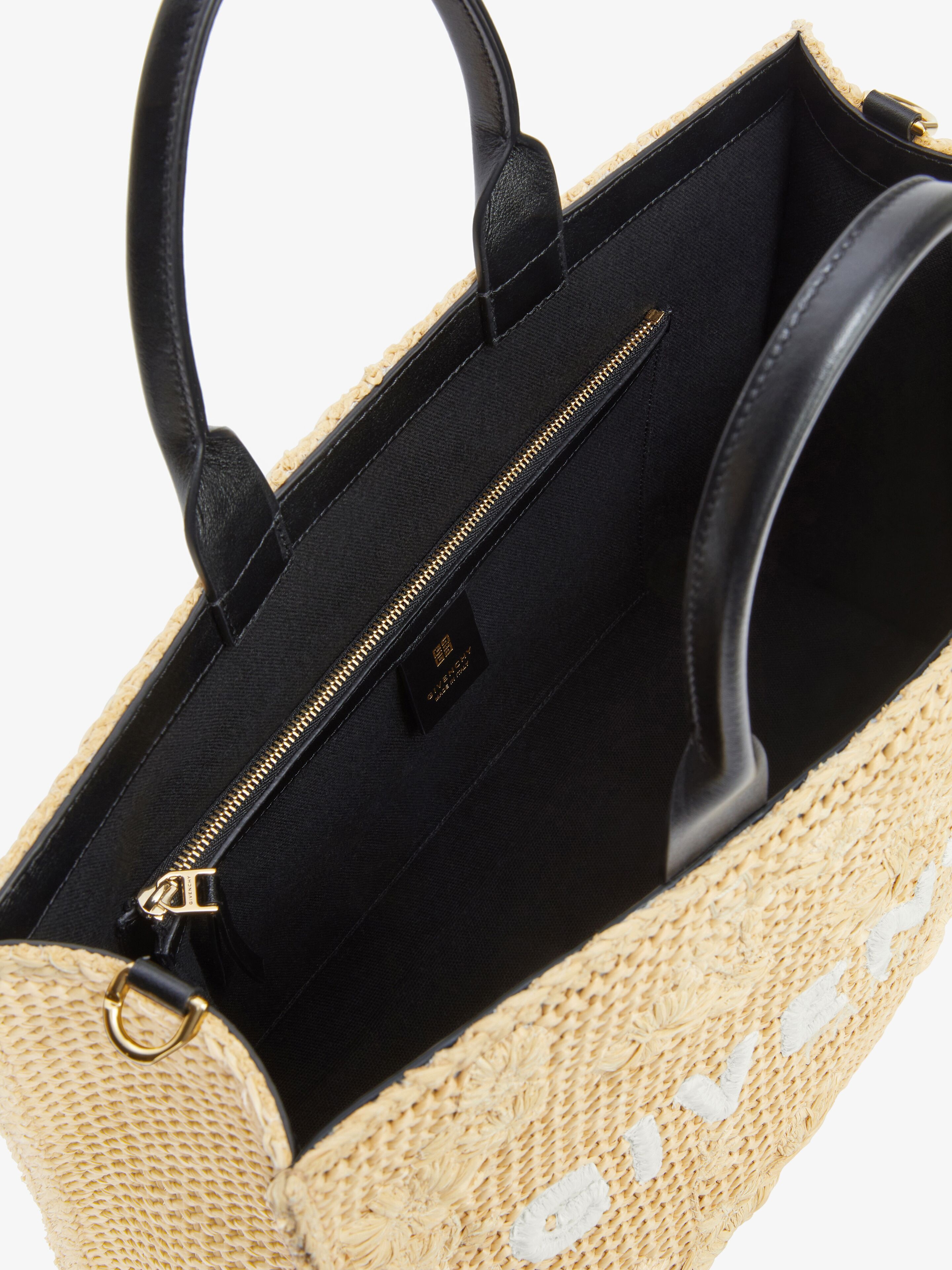 MEDIUM G-TOTE BAG IN RAFFIA WITH FLORAL EMBROIDERY - 5