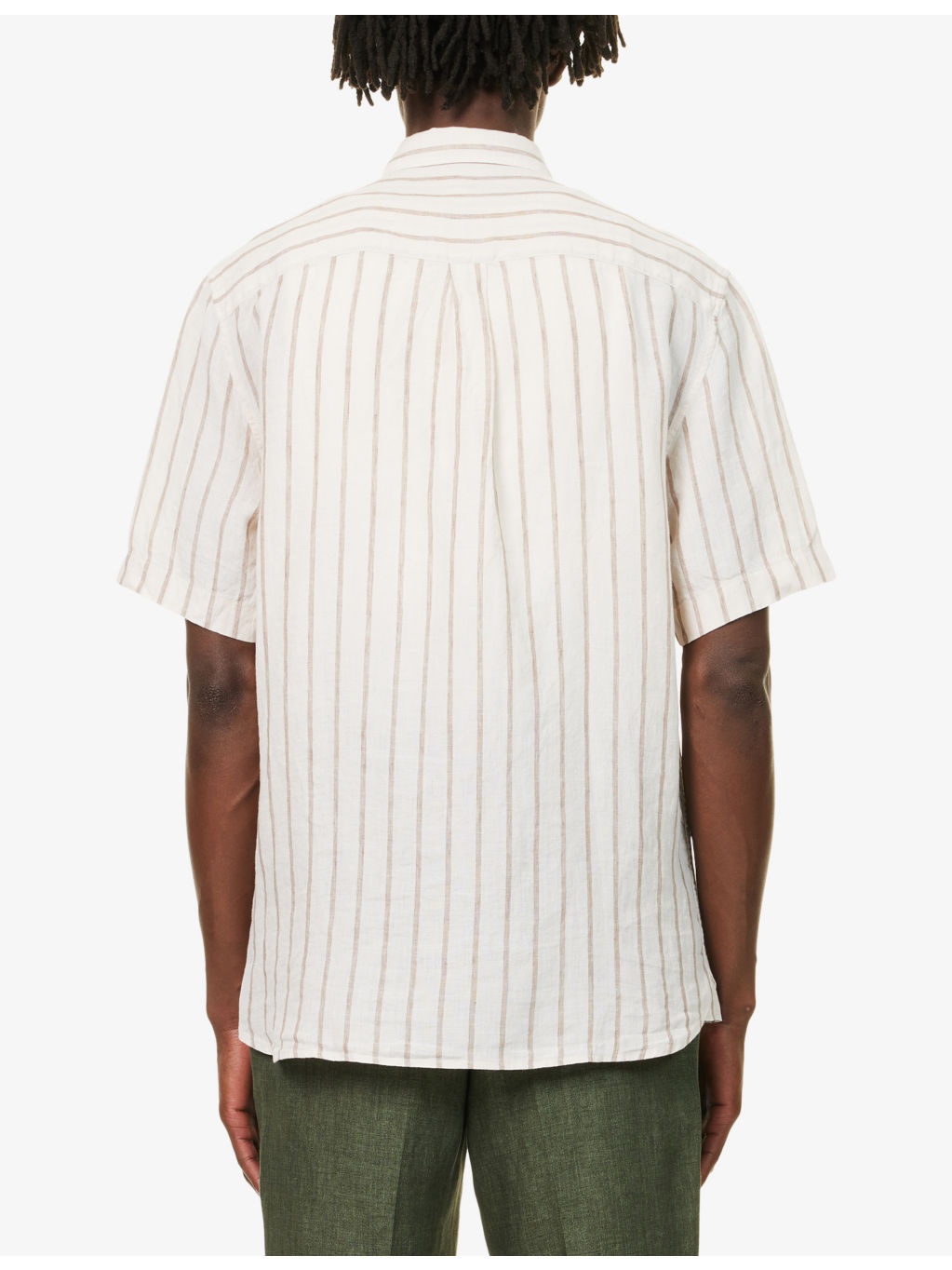 Striped Short-Sleeve Linen Shirt - 4