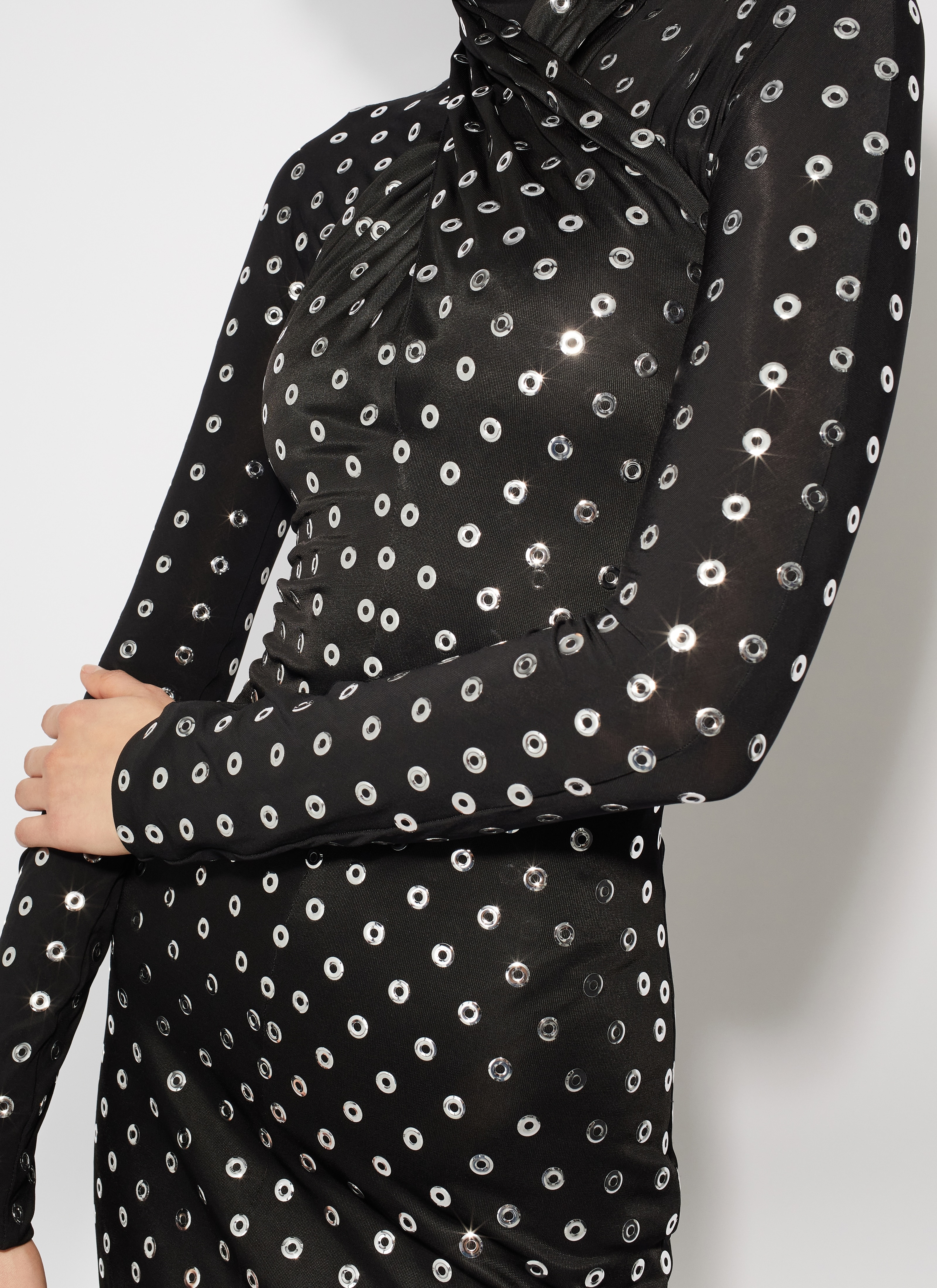 FLUID EYELET JERSEY DRESS - 5