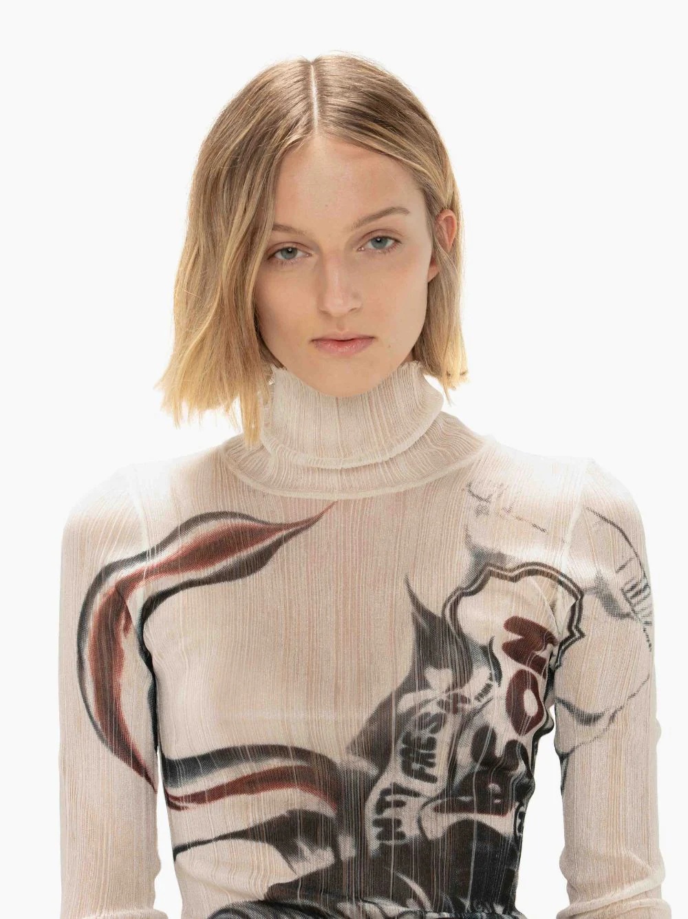 JWアンダーソン★SHEER PLEATEDPRINT UNDERPINNING JW Anderson Sheer Pleated Print Top in White | LN-CC