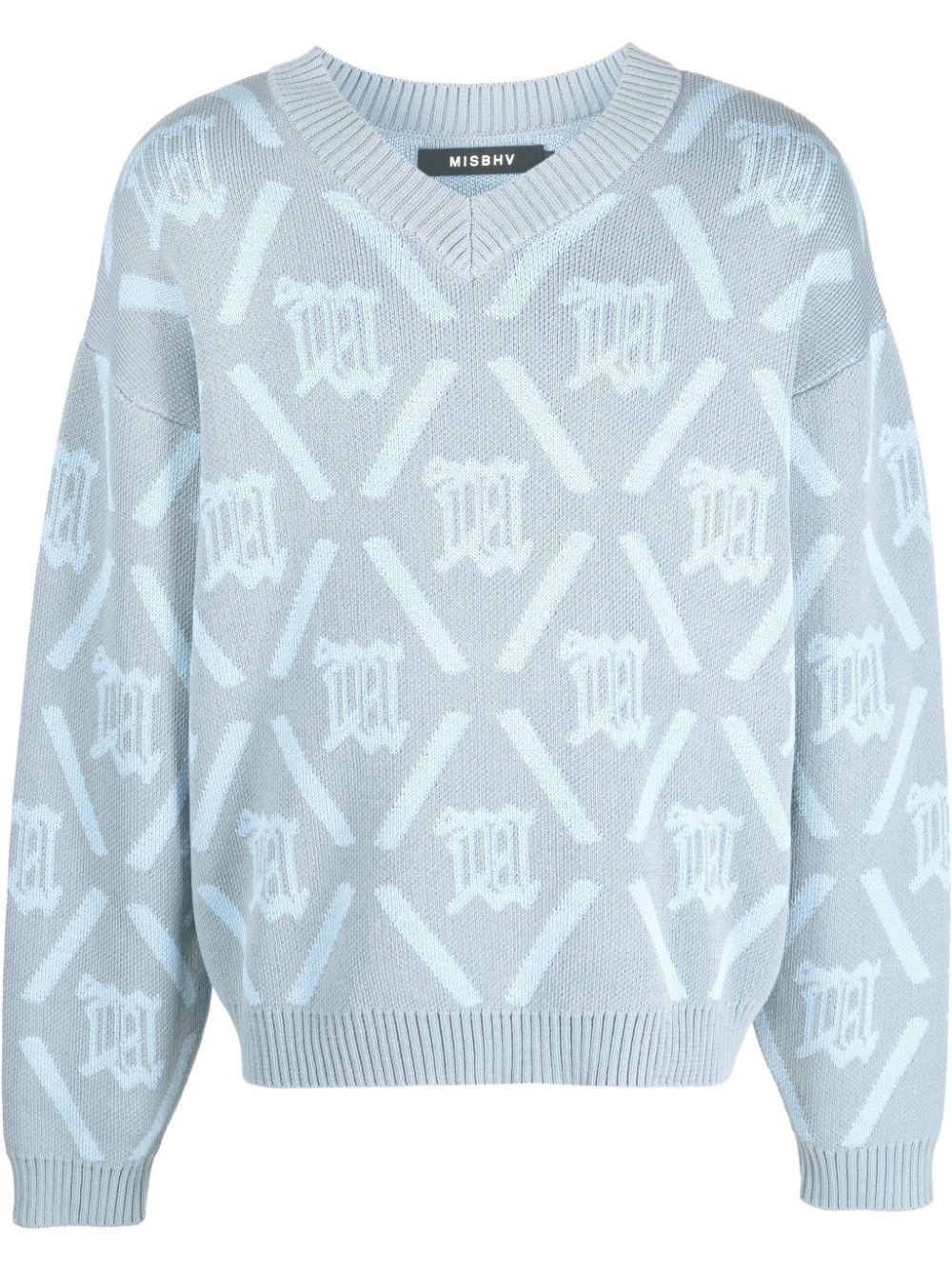 intarsia-knit V-neck jumper - 1