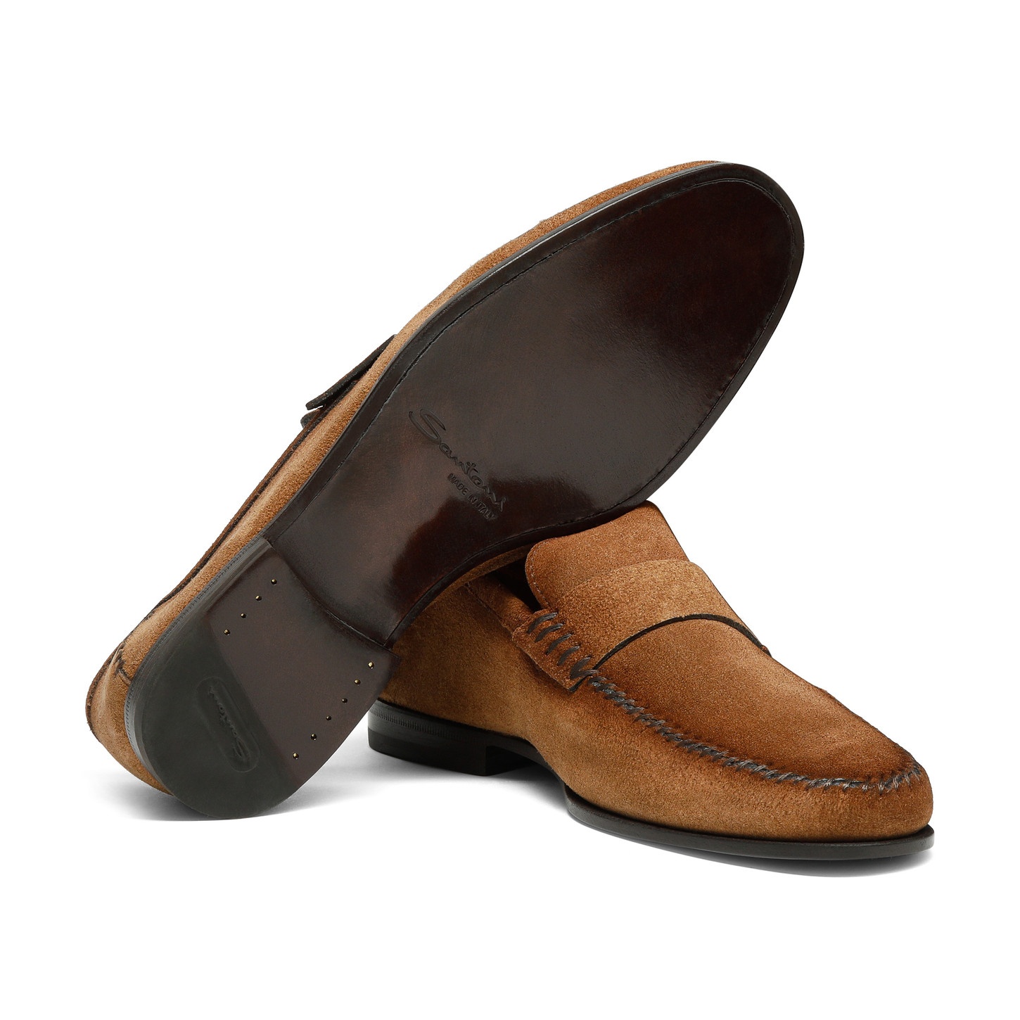Men's light brown suede penny loafer - 3