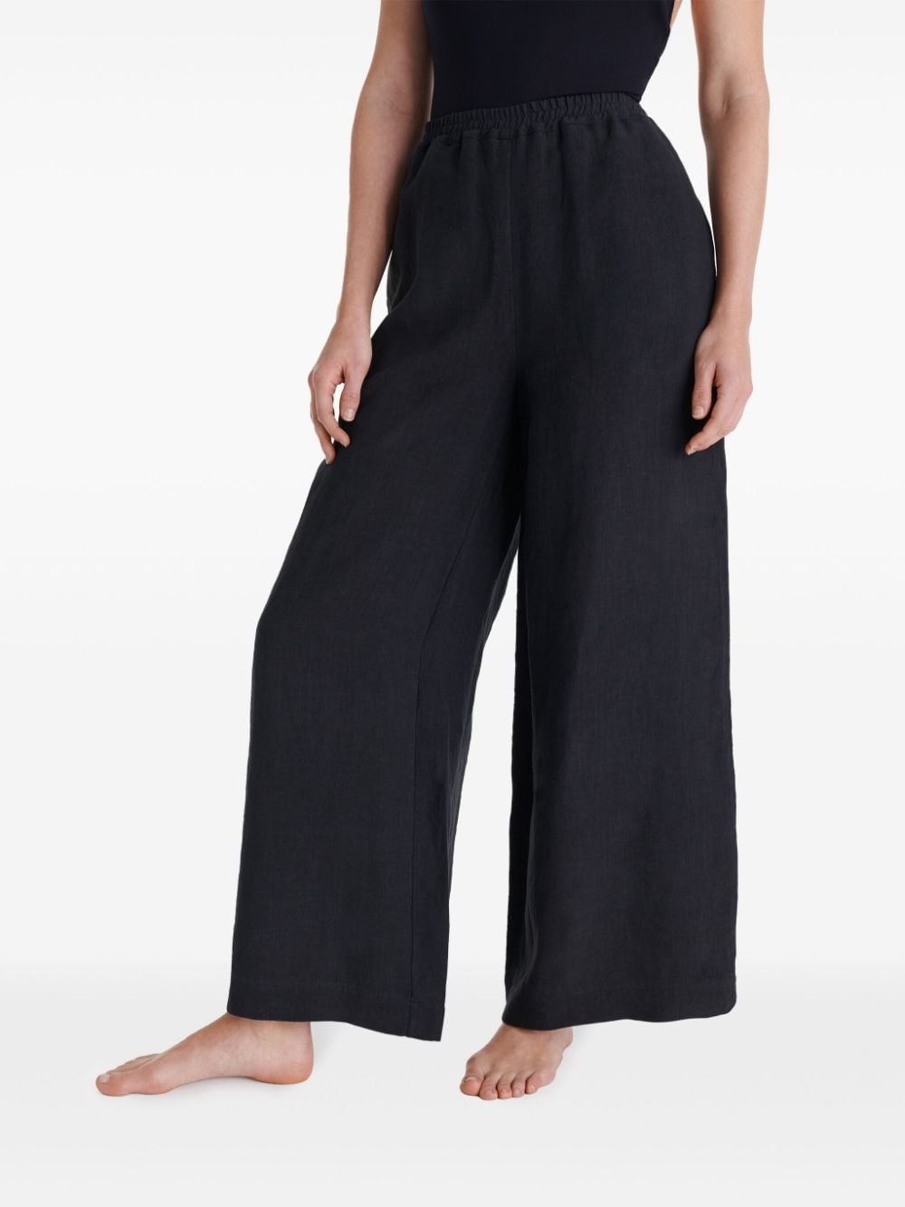 linen wide-leg trousers - 4