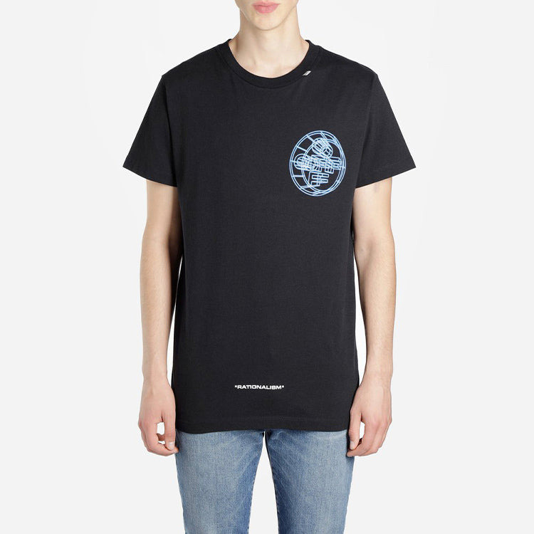 Men's Off-White Logo Printing Short Sleeve Black T-Shirt OMAA027R201850031088 - 2