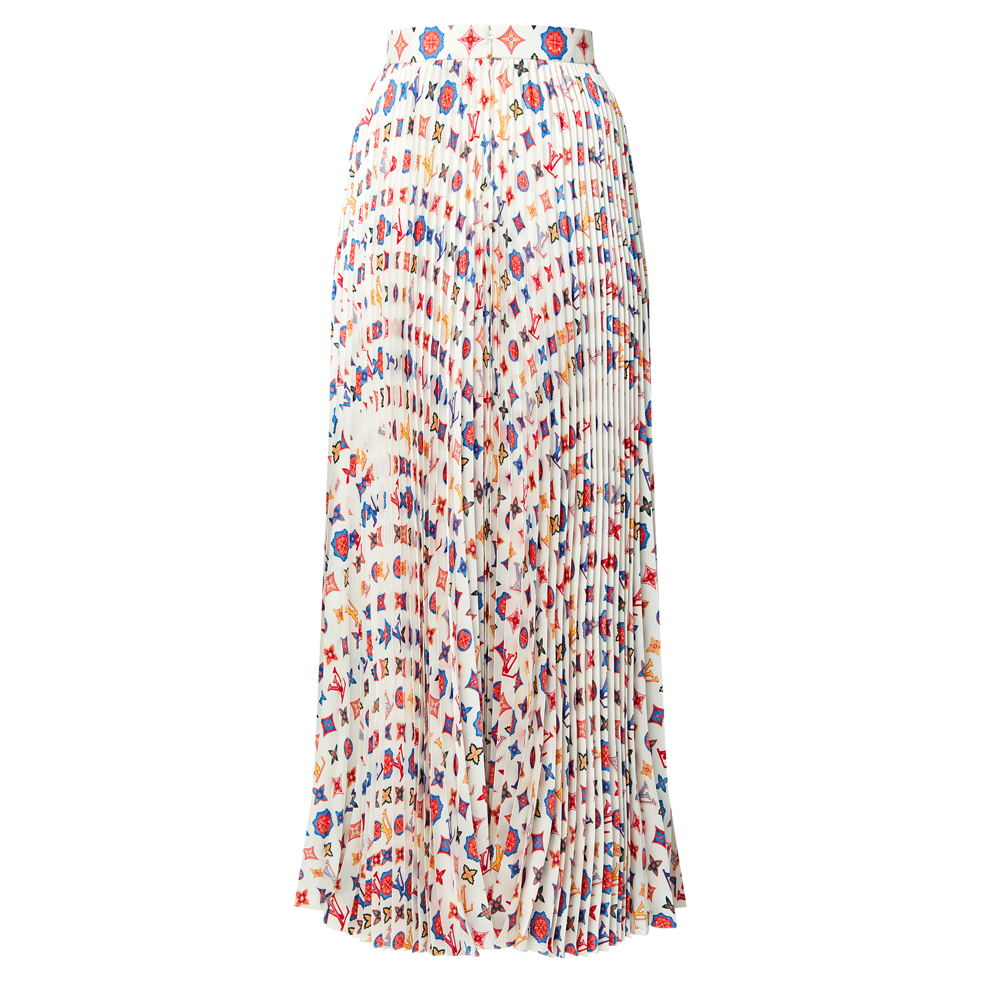 Monogram Silk Pleated Skirt - 3