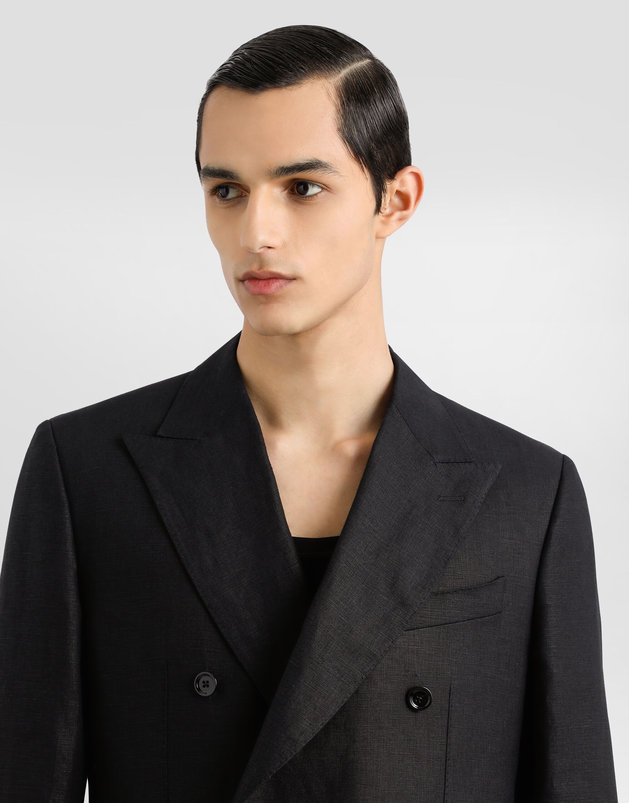 Double-breasted linen fabric jacket - 4