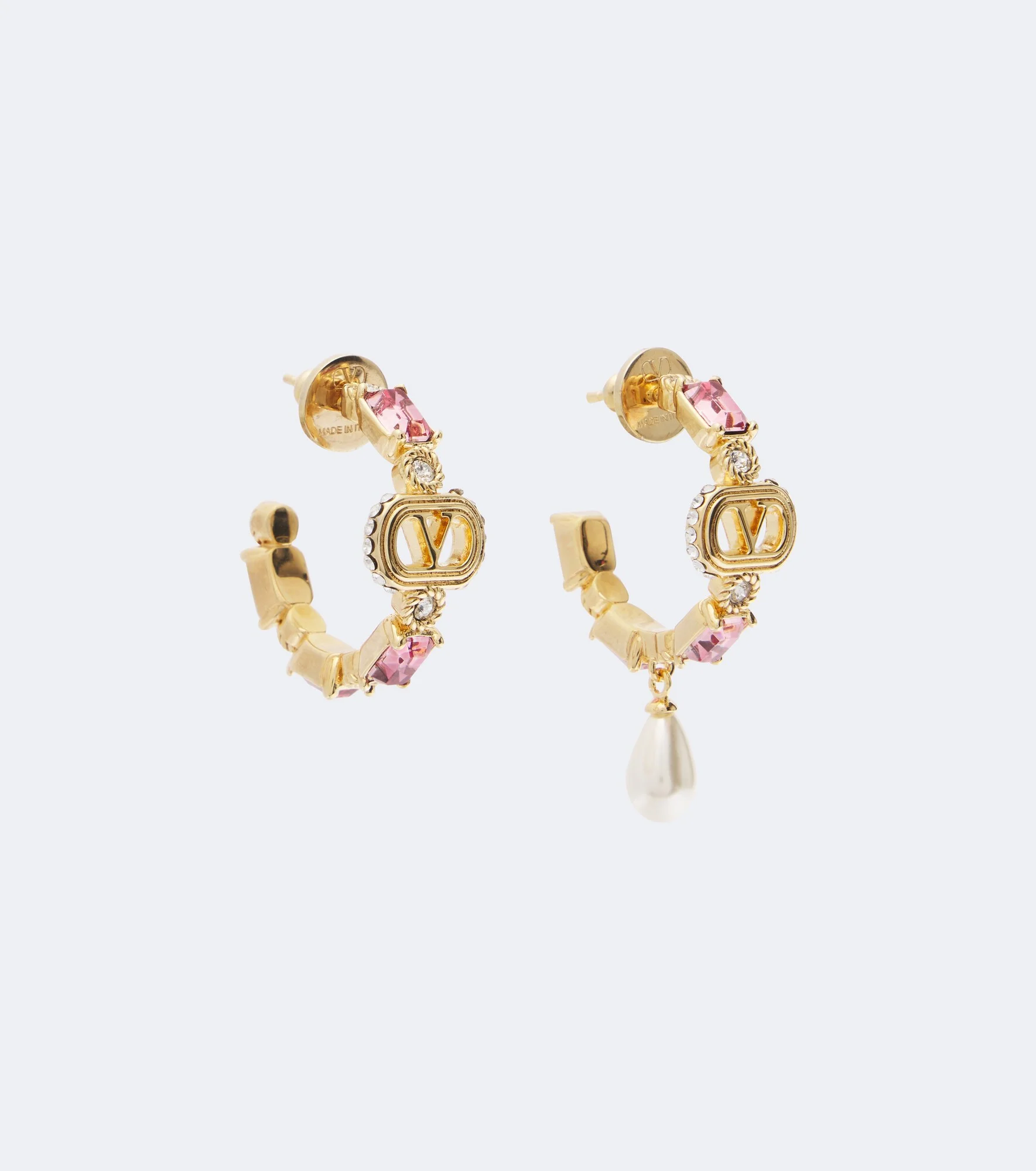 Ovalette embellished hoop earrings - 1