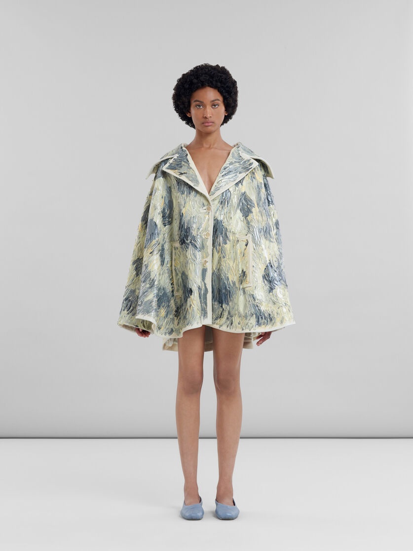 HAND-PAINTED LIGHT YELLOW LEATHER CAPE - 2