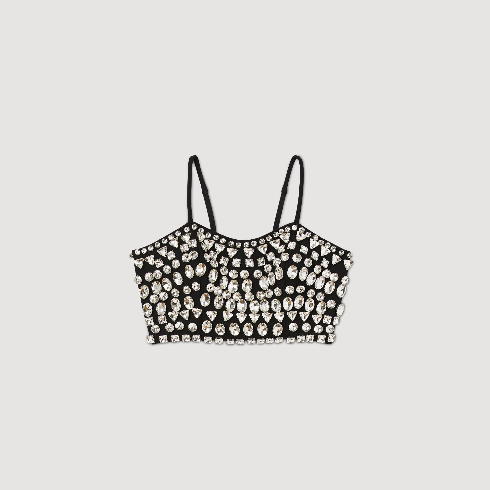 TOP EMBELLISHED WITH RHINESTONE GEMS - 1