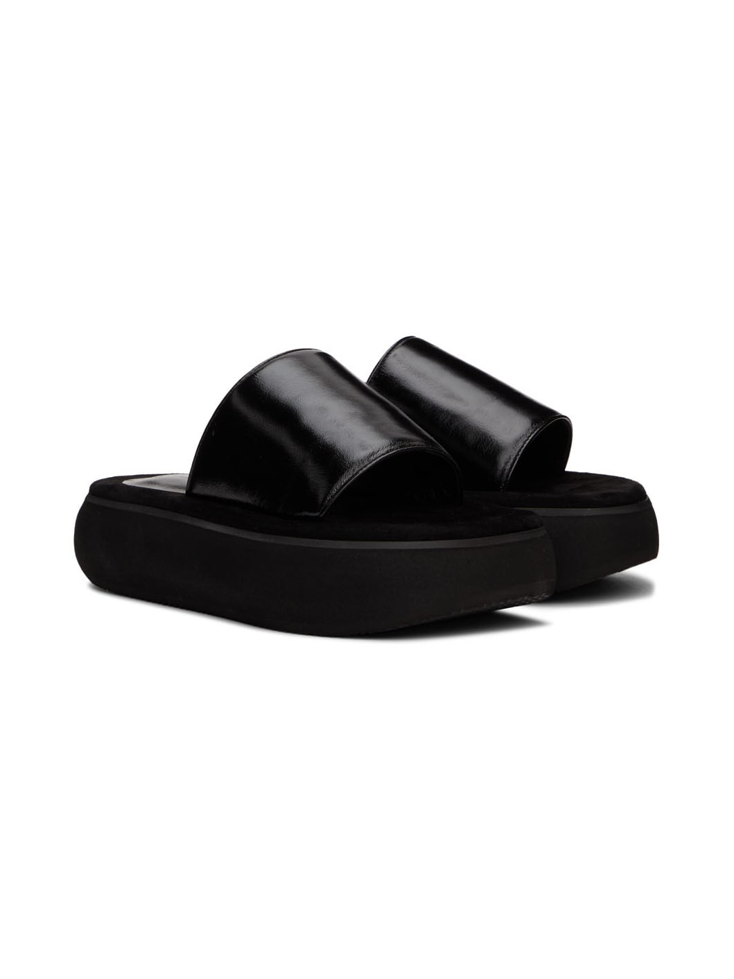Black Boat Padded Platform Slides - 4