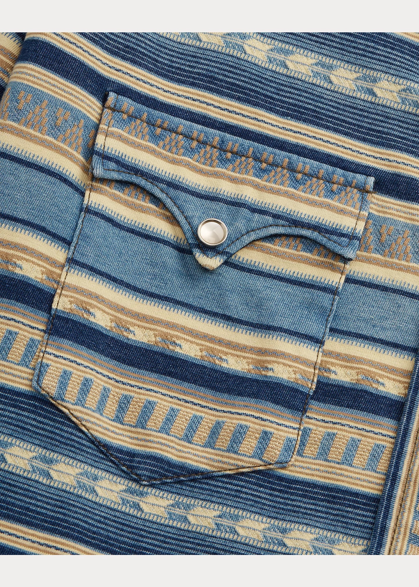 Slim Fit Indigo Jacquard Western Shirt - 5