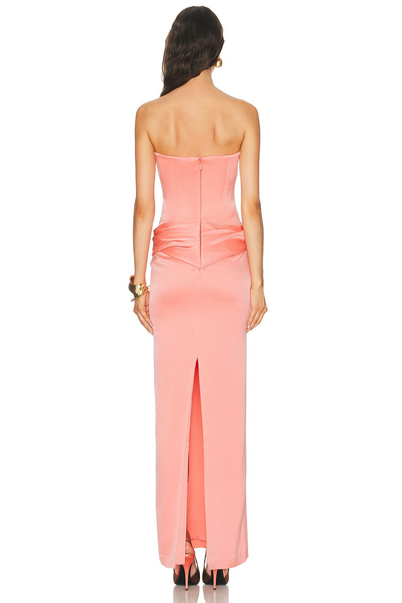 ALEX PERRY Strapless Longline Corset Twist Drape Column Dress outlook