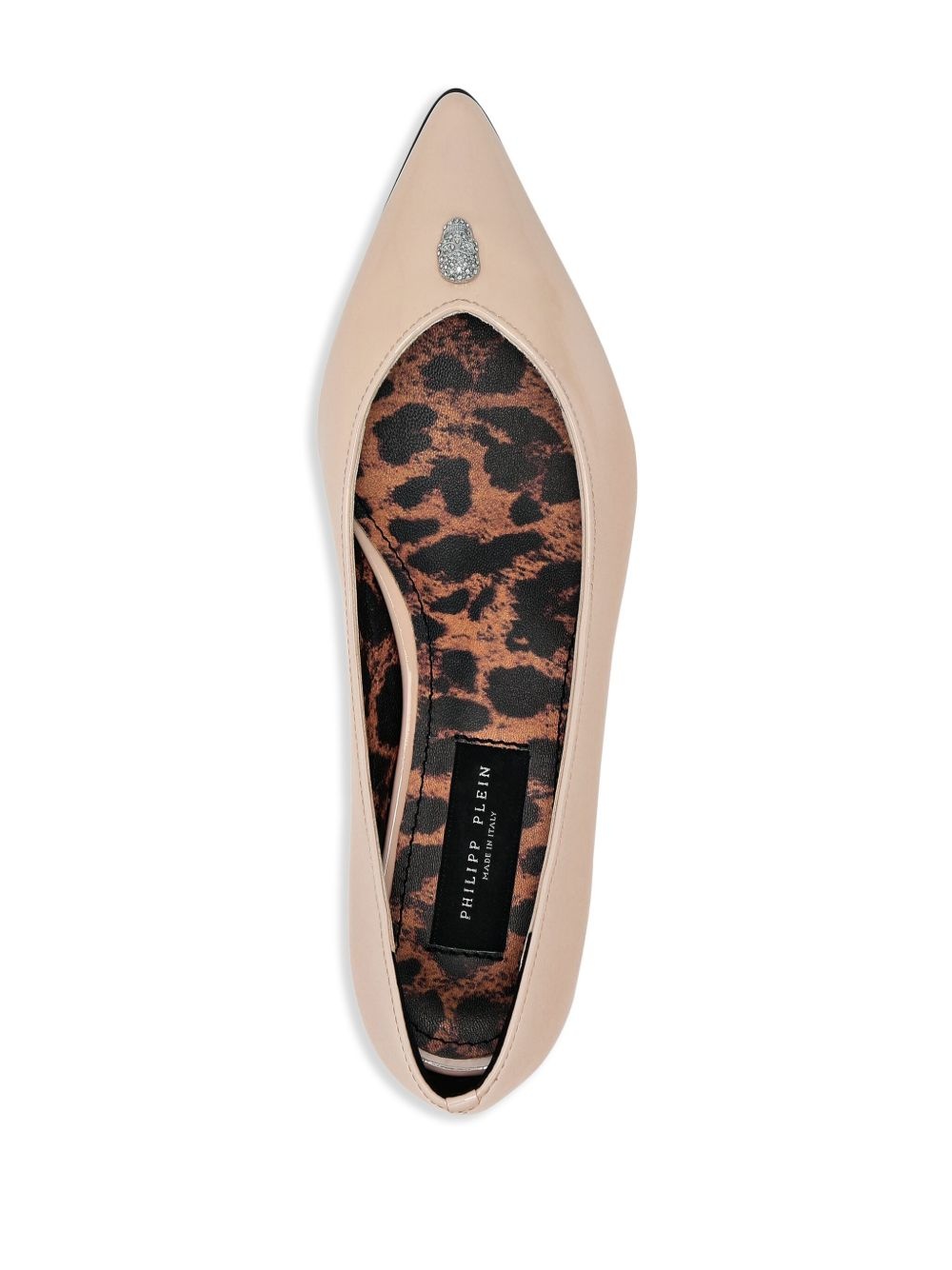 skull detail pointed ballerina shoes - 3